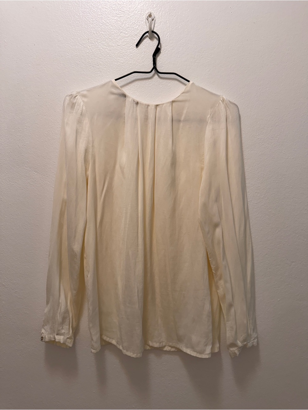 ZARA Basic Ivory Pleated Long Sleeve Blouse Size S